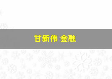 甘新伟 金融